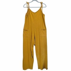 Jungmaven Hemp Organic Cotton Romper Mustard Wide Leg Jumpsuit Oversized Small